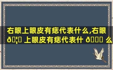 右眼上眼皮有痣代表什么,右眼 🦁 上眼皮有痣代表什 🐝 么含义